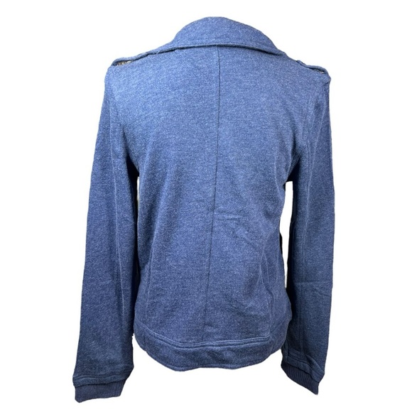 Tresics Double Breasted Button Up Sweatshirt Pointed Collar Long Sleeve Blue L - Picture 10 of 11